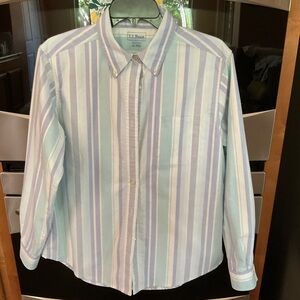 L.L. Bean Ladies Pastel Striped Button Down Shirt, size Med. EUC